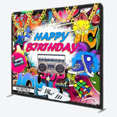 Aperturee - Aperturee Retro Dancing World Birthday Square Tension Backdrop